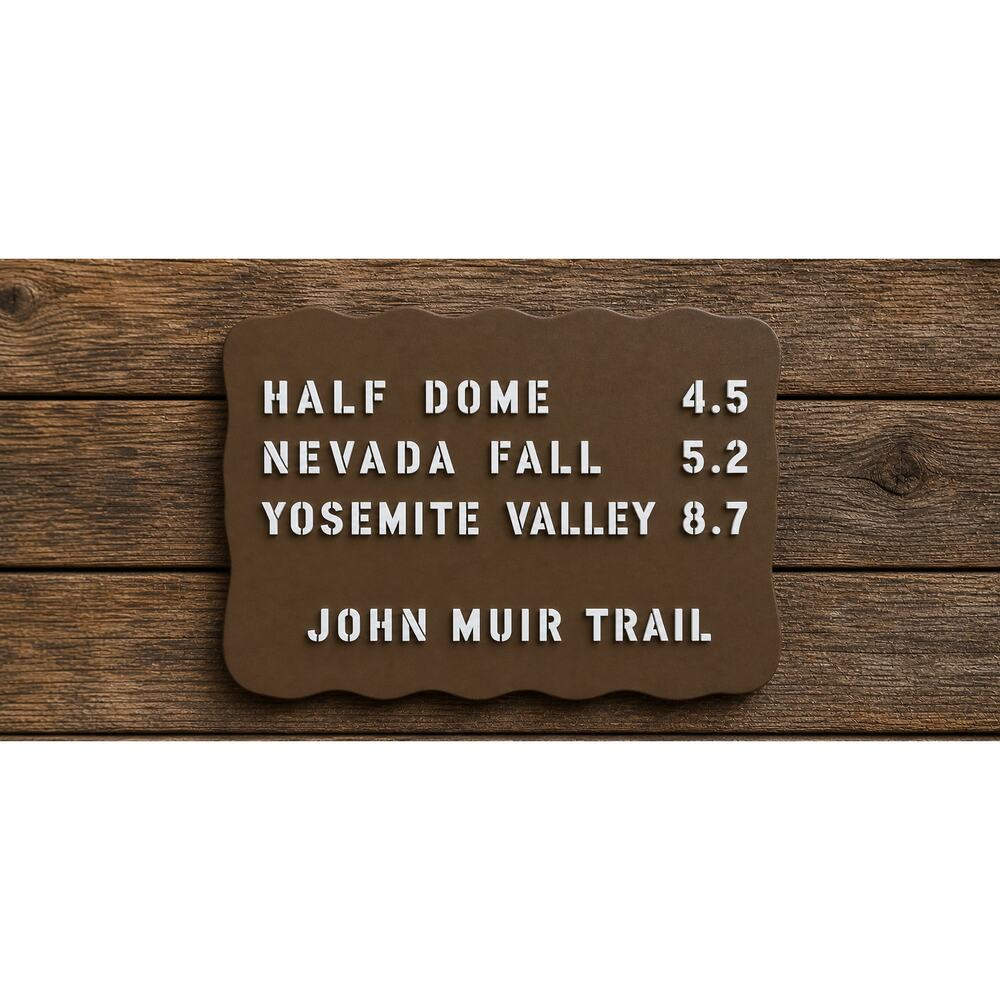 Yosemite National Park Trail Sign John Muir Half Dome Nevada Fall Valley Cali